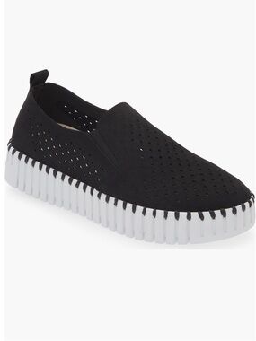 Ilse Jacobsen Black HORNBAEK Tulip Flat Slip-On Low Top Perforated Shoe